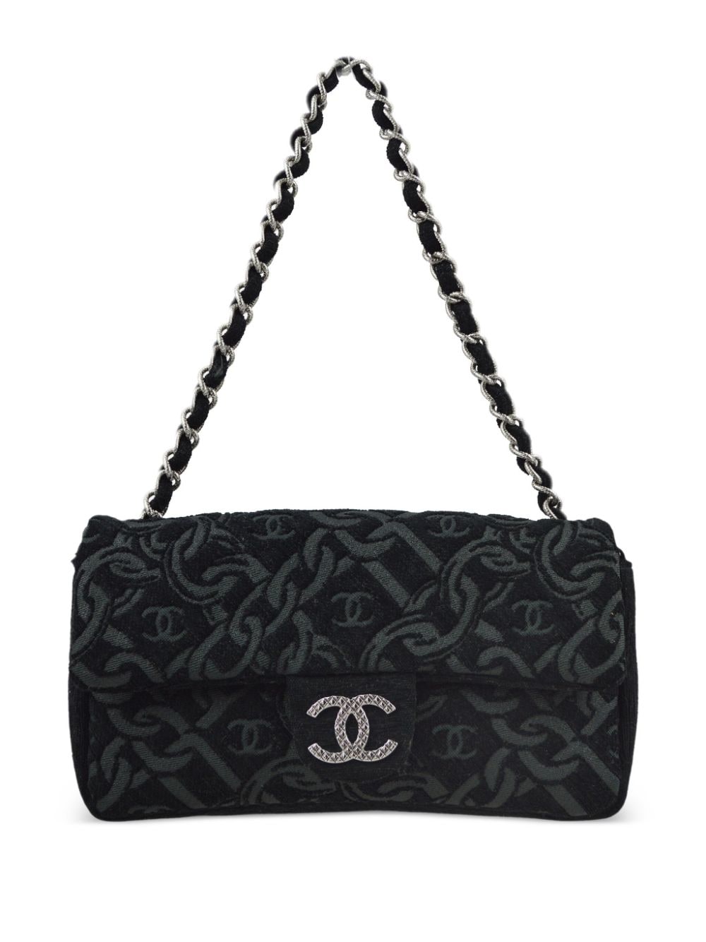 Pre-owned Chanel 2006 Cc Canvas Shoulder Bag In Black