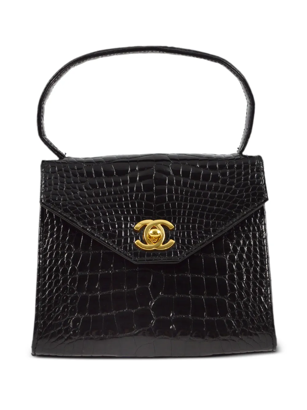 CHANEL Pre-Owned 1997 ココマーク ターンロック ハンドバッグ - ブラック CHANEL Pre-Owned 1997 ココマーク ターンロック ハンドバッグ - ブラック
