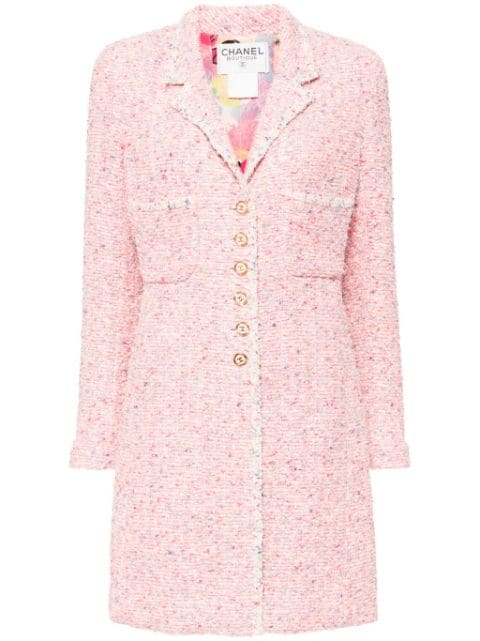 CHANEL Pre-Owned 1997 tweed CC-button coat