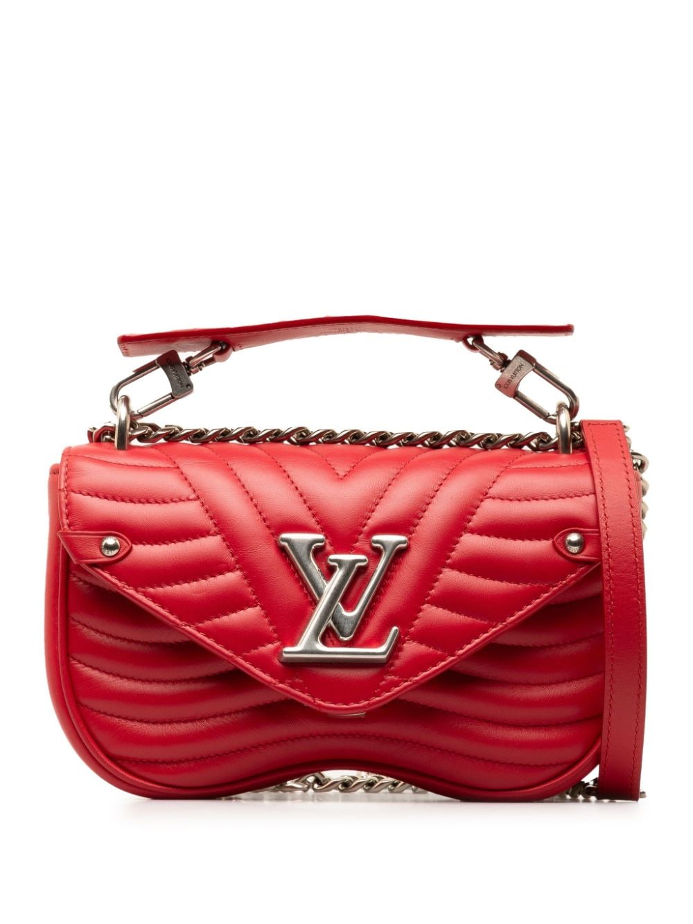 Pre-owned Louis Vuitton 2019 New Wave Chain Bag Mm Satchel In Red