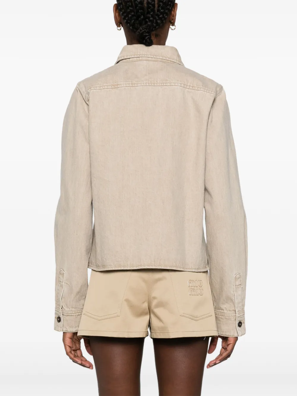 Miu Denim blouse met logopatch Beige