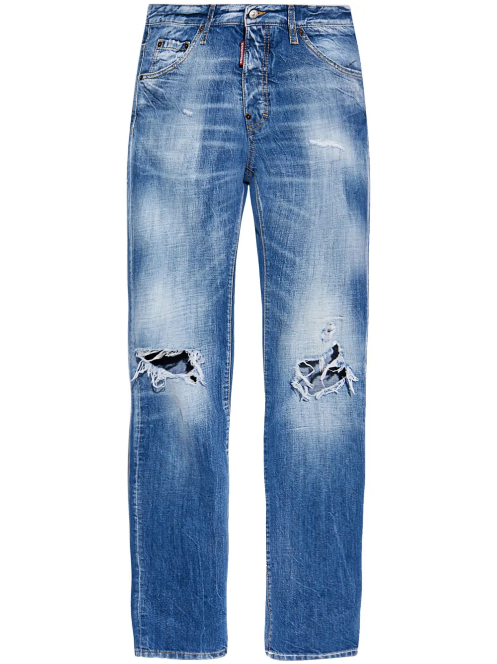 Shop Dsquared2 Cool Guy Distressed Straight Jeans In Blau