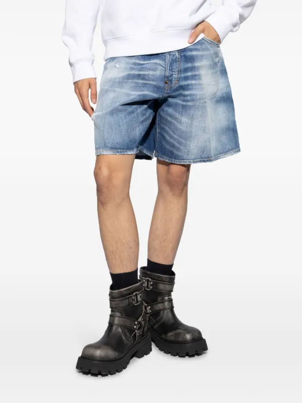 DSQUARED2 ダメージデニムショーツ DSQUARED2 ダメージ デニムショーツ | ブルー | FARFETCH JP