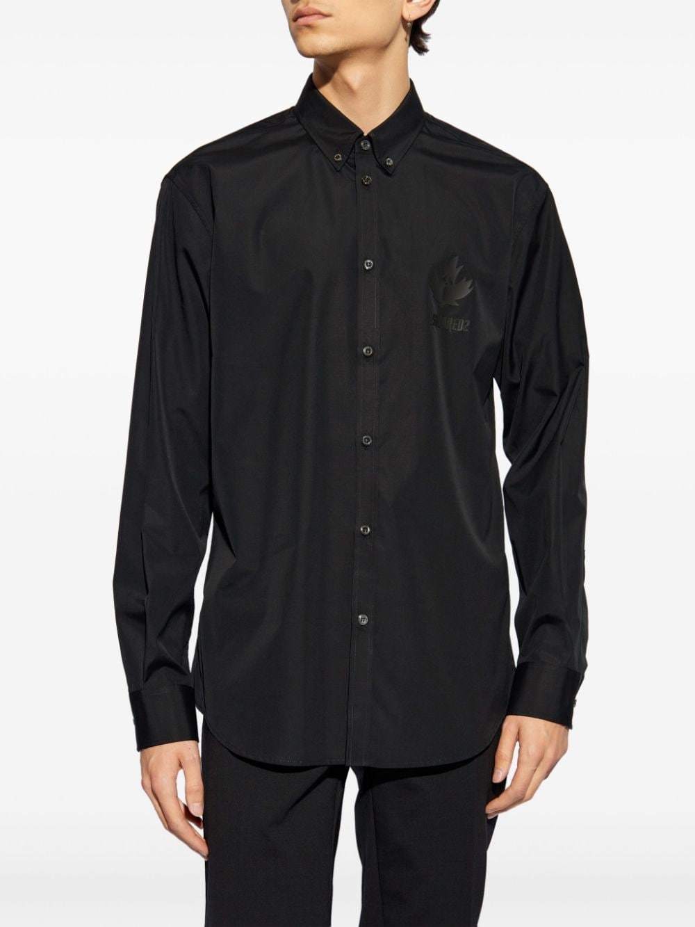 Shop Dsquared2 Logo-print Cotton Shirt In Black