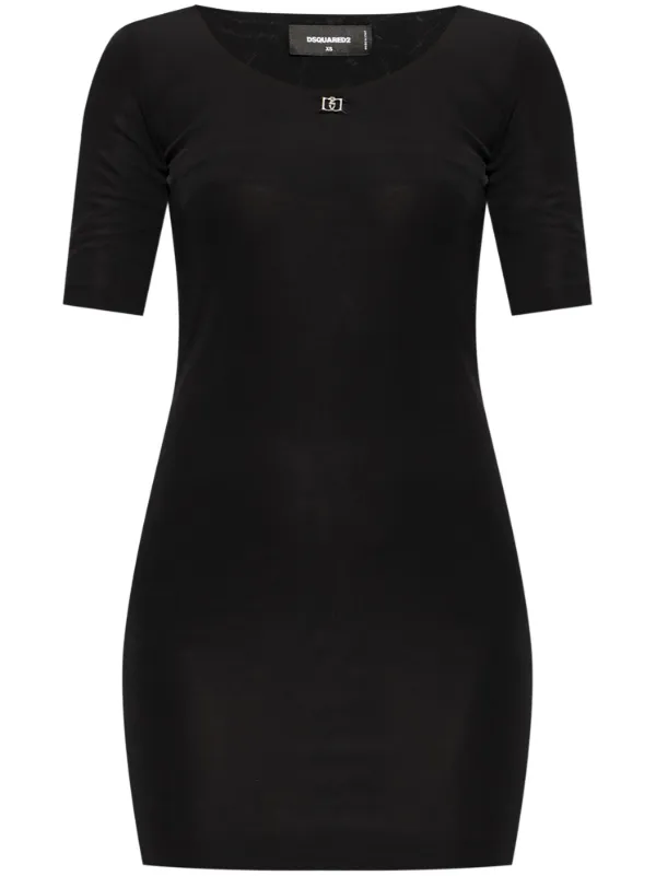 【送料&関税込】Dsquared2 Dress With Logo Plaque DSQUARED2 logo-plaque Mini Dress | Black | FARFETCH