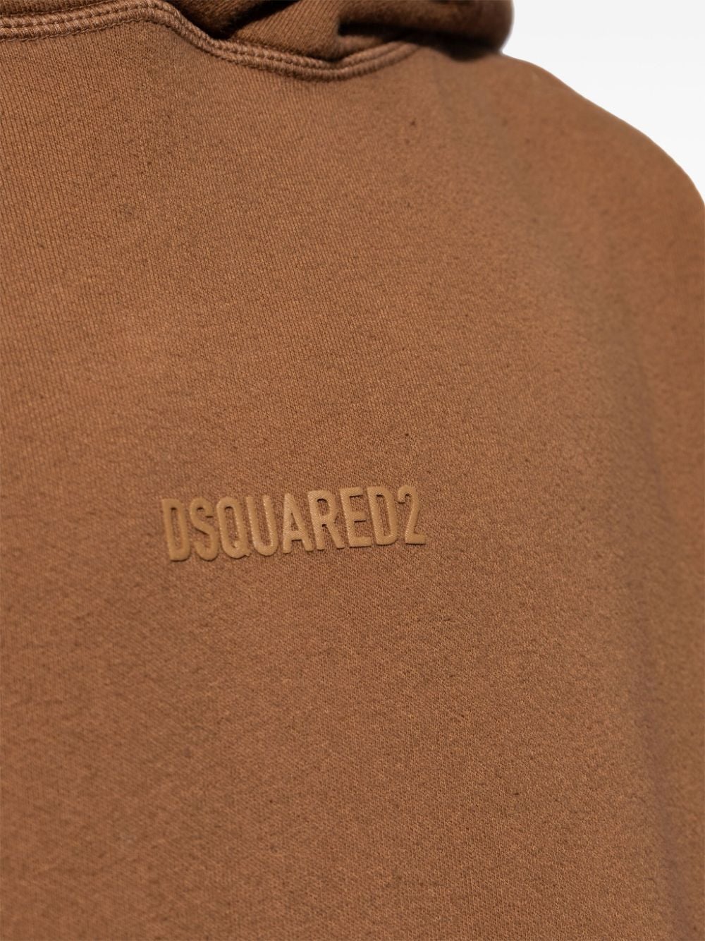 Shop Dsquared2 Logo Print Cotton Hoodie In Brown