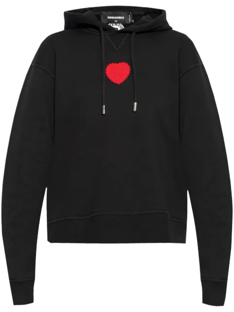 DSQUARED2 heart-patch cotton hoodie Women