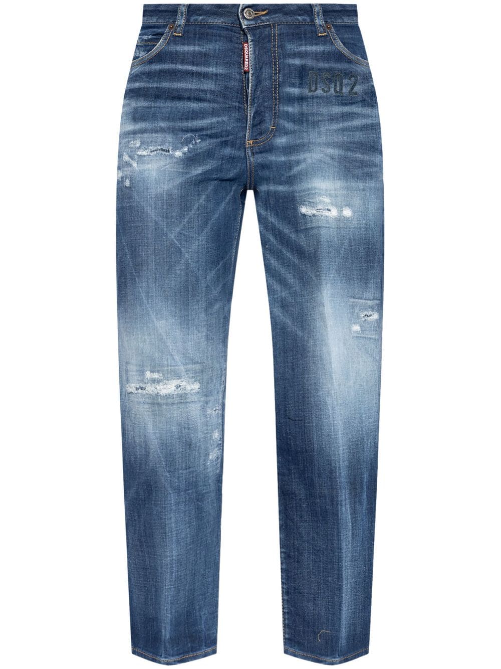 Dsquared2 logo-patch cotton jeans Blauw