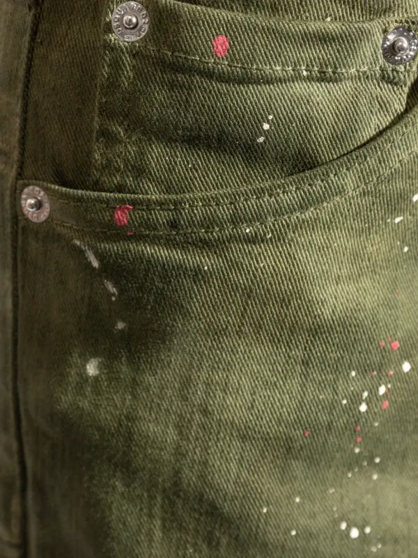 DSQUARED2 paint splatter slim cut jeans men Cotton Elastane 44 Green