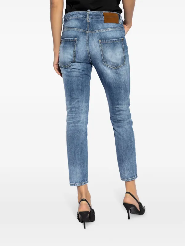【関税込 日本発送】DSQUARED2 ロゴパッチ ジーンズ ブルー DSQUARED2 ロゴパッチ ジーンズ | ブルー | FARFETCH JP