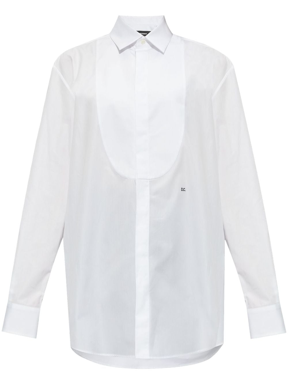 Dsquared2 Bib Collar Cotton Shirt In White
