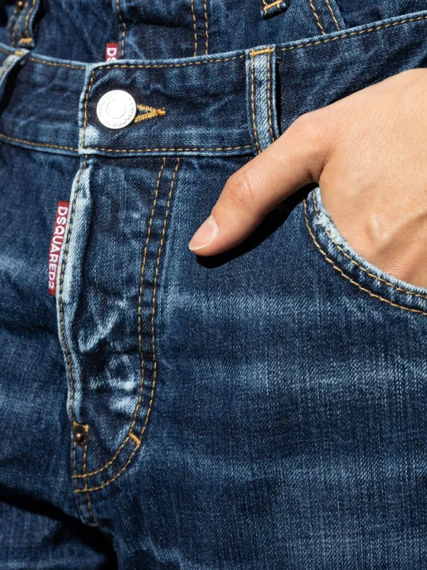 【送料&関税込】Dsquared2 Cotton Denim Jeans DSQUARED2 layered-effect Cotton Jeans | Blue | FARFETCH UK