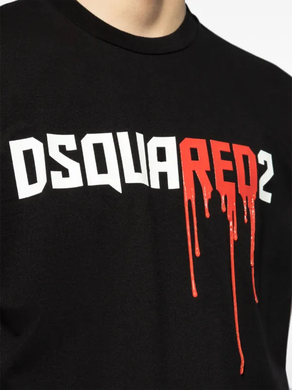 DSQUARED2 logo-print Cotton T-shirt | Black | FARFETCH GE