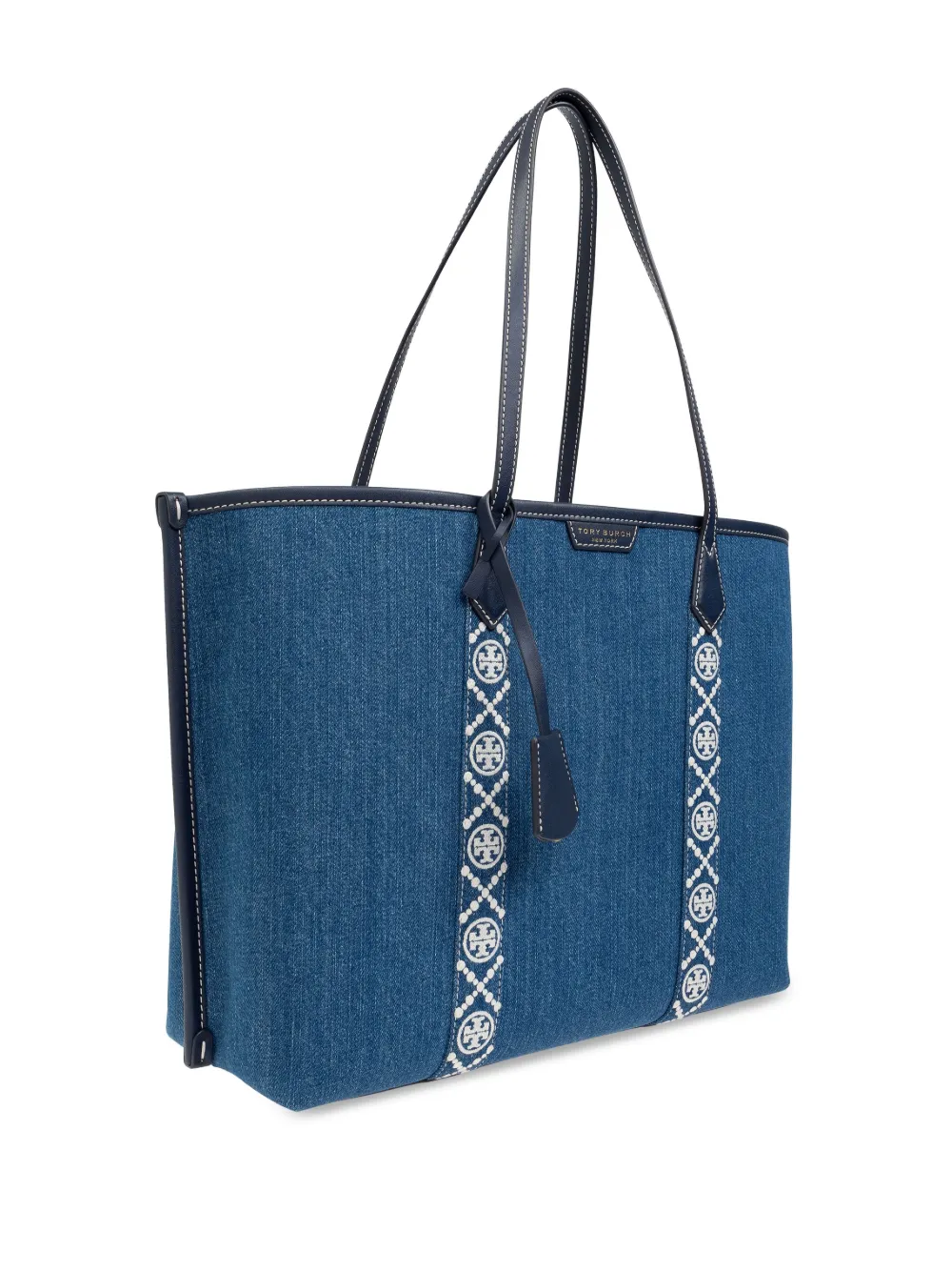 Shop Tory Burch Perry Denim Tote Bag In Blue