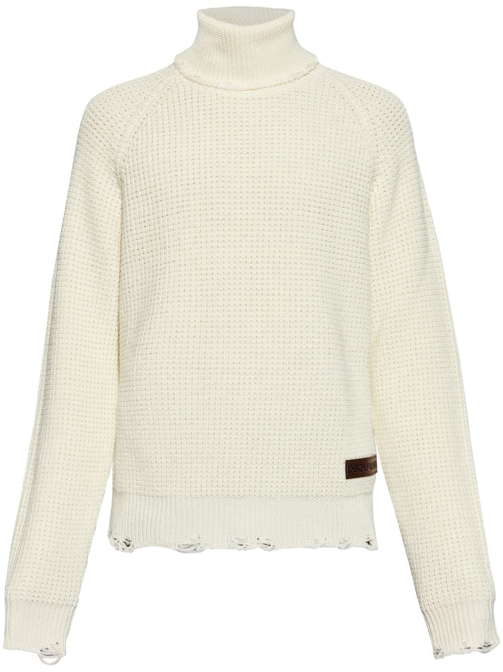 Dsquared2 logo-patch roll-neck knitted jumper Beige