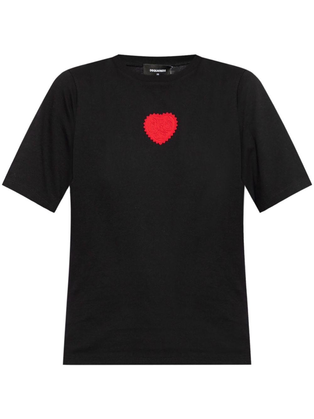 Dsquared2 Heart-patch Cotton T-shirt In Black