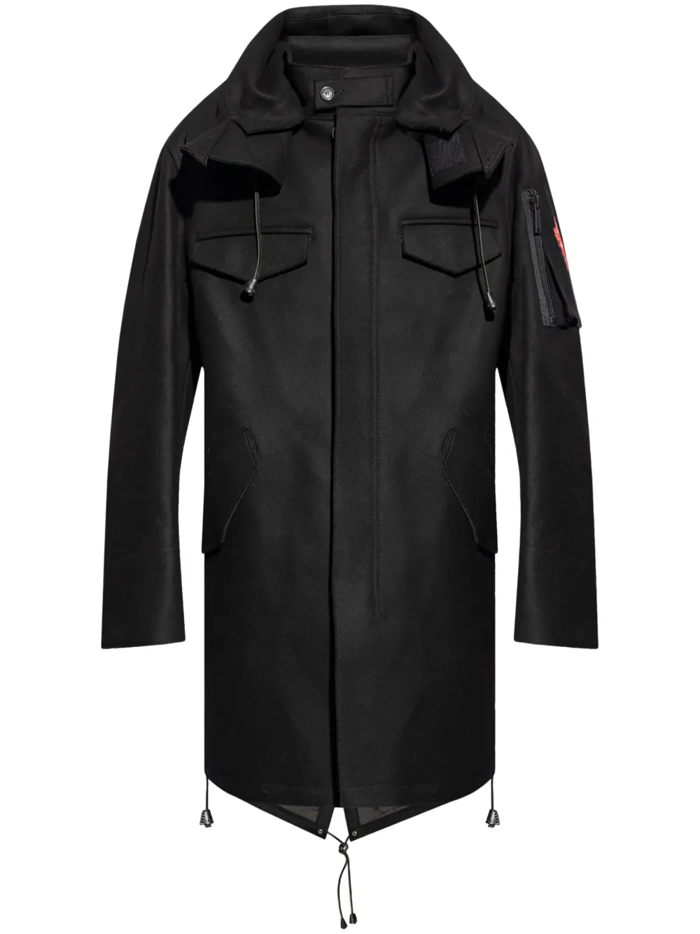 Dsquared2 zip-up hooded coat Zwart