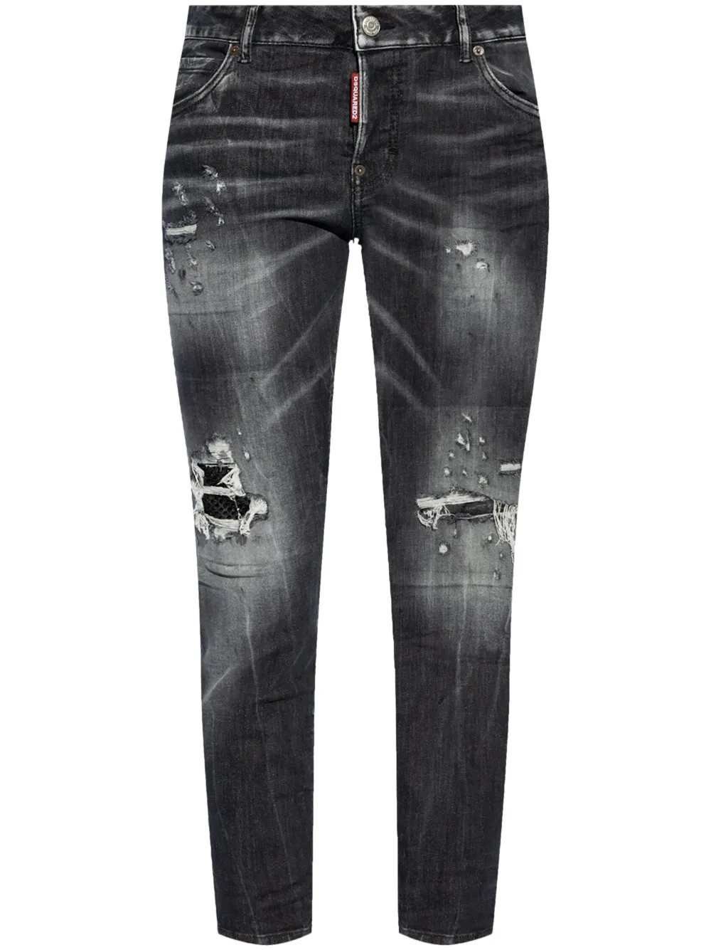 Dsquared2 Logo-patch Cotton Jeans In Schwarz