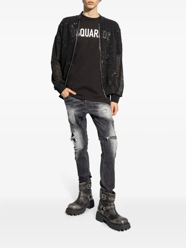 【送料&関税込】Dsquared2 Distressed Straight-leg Jeans DSQUARED2 Distressed straight-leg Jeans | Black | FARFETCH