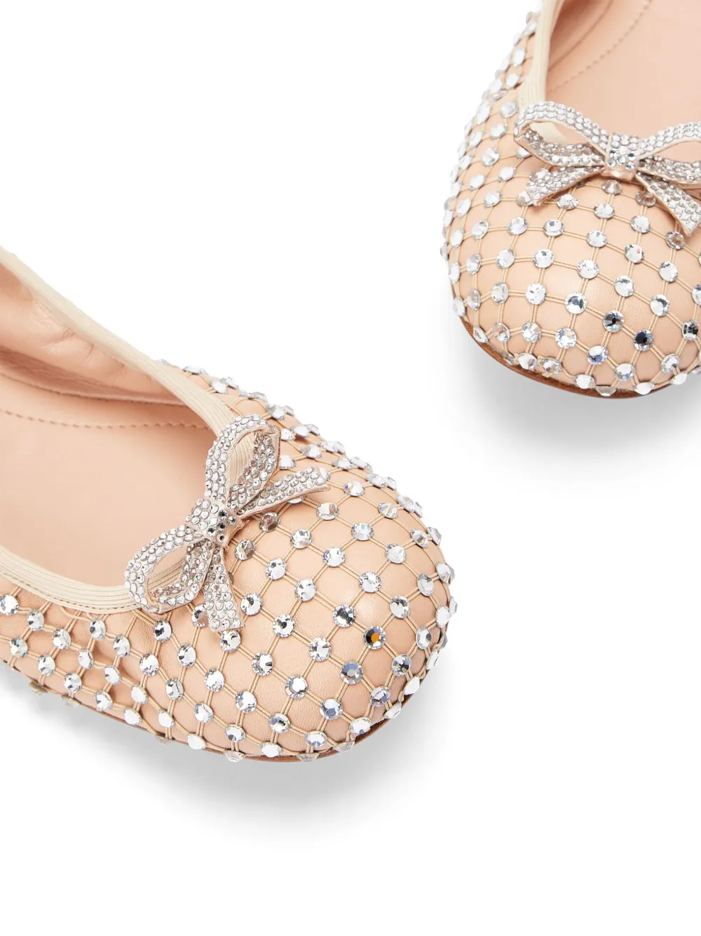 René Caovilla rhinestone-embellished ballerina shoes Neutrals