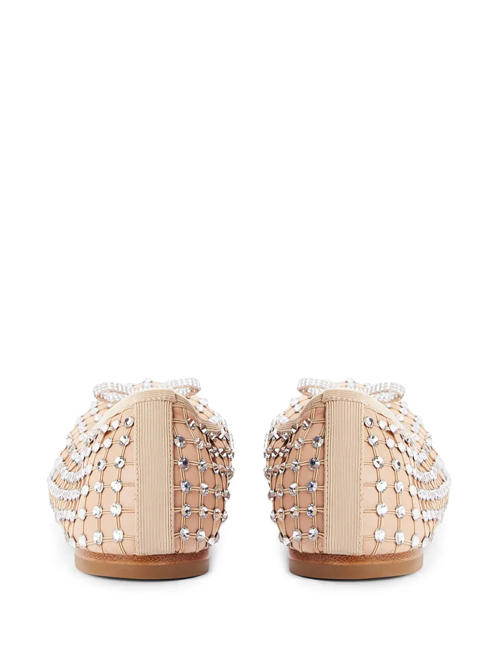 René Caovilla rhinestone-embellished ballerina shoes Neutrals