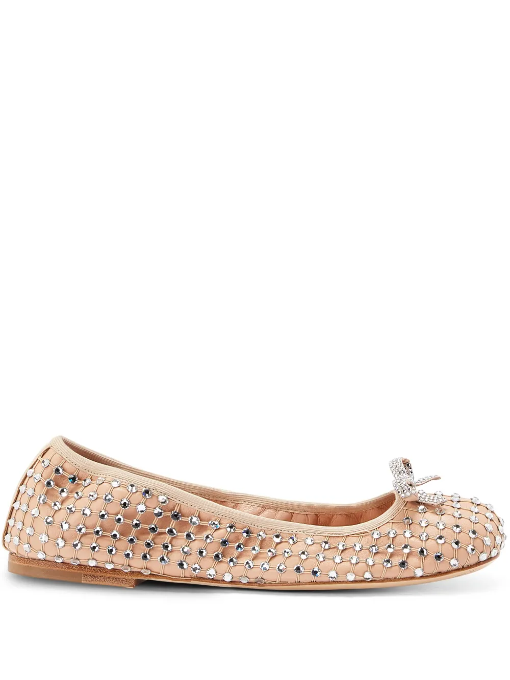 René Caovilla rhinestone-embellished ballerina shoes Neutrals