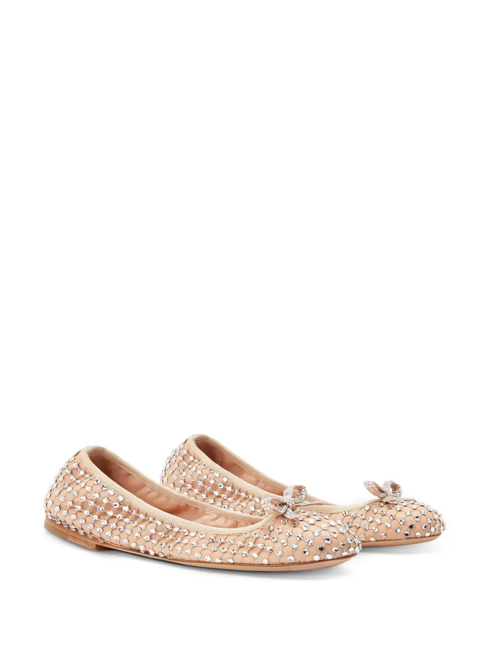 René Caovilla rhinestone-embellished ballerina shoes - Beige