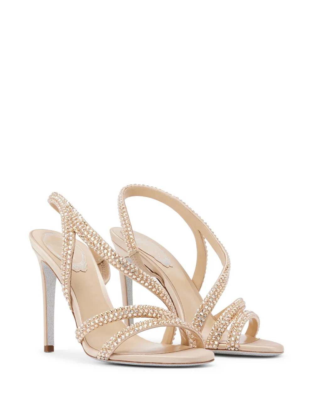 René Caovilla Sandalen verfraaid met kristallen - Beige