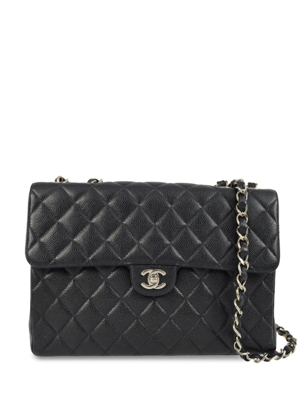 Pre-owned Chanel 2000 Jumbo Classic Flap Shoulder Bag In Black
