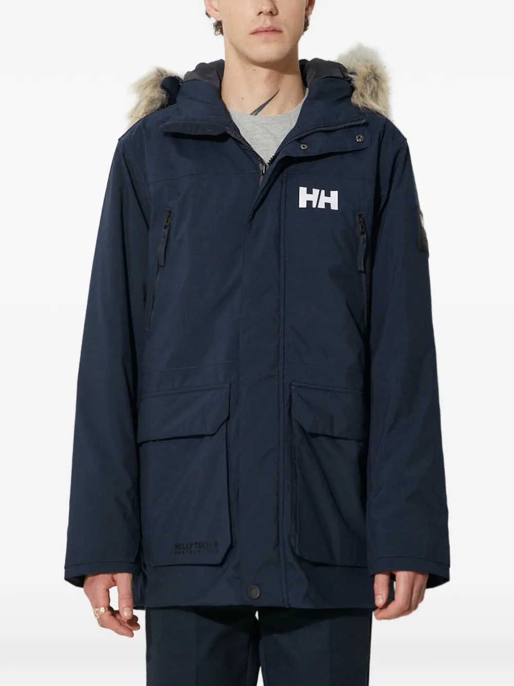 Helly Hansen parka con capucha y ribete | azul | Image 1