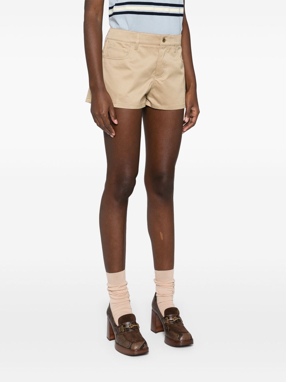 Miu Miu logo-patch cotton shorts Women