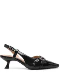 GANNI 55mm buckle-detail glossy pumps - Black