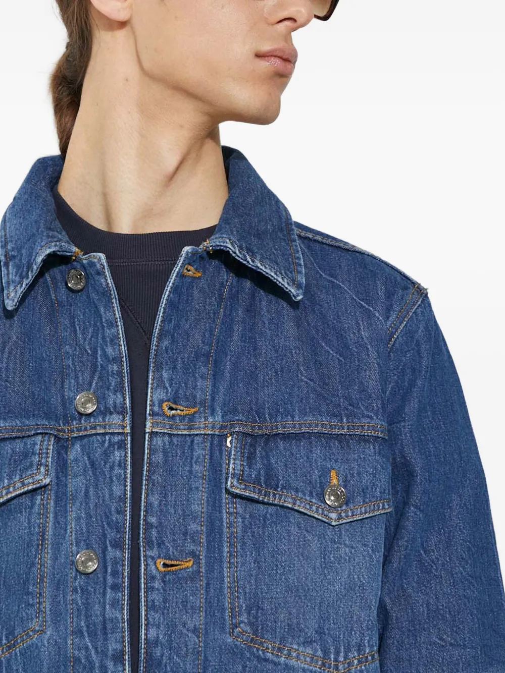 Wood Denim jack met knopen Blauw