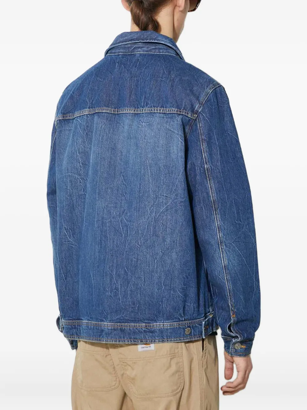 Wood Denim jack met knopen Blauw