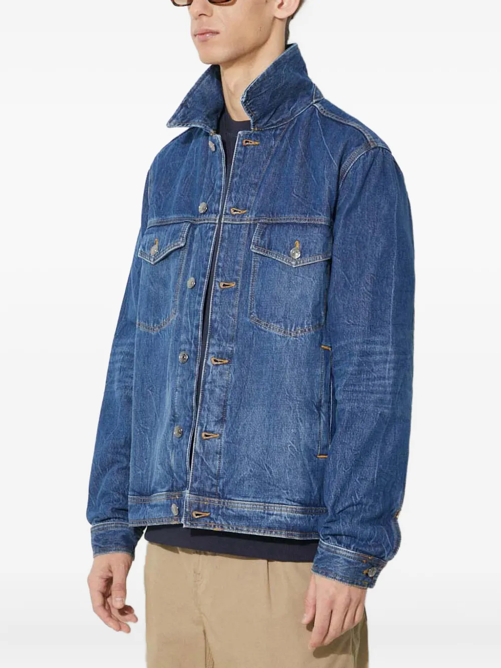Wood Denim jack met knopen Blauw