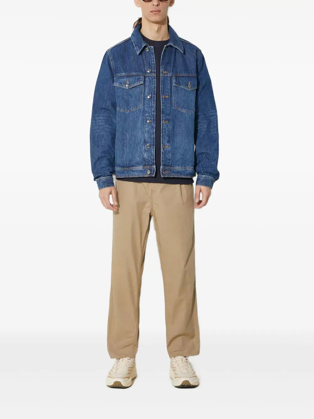 Wood Denim jack met knopen Blauw