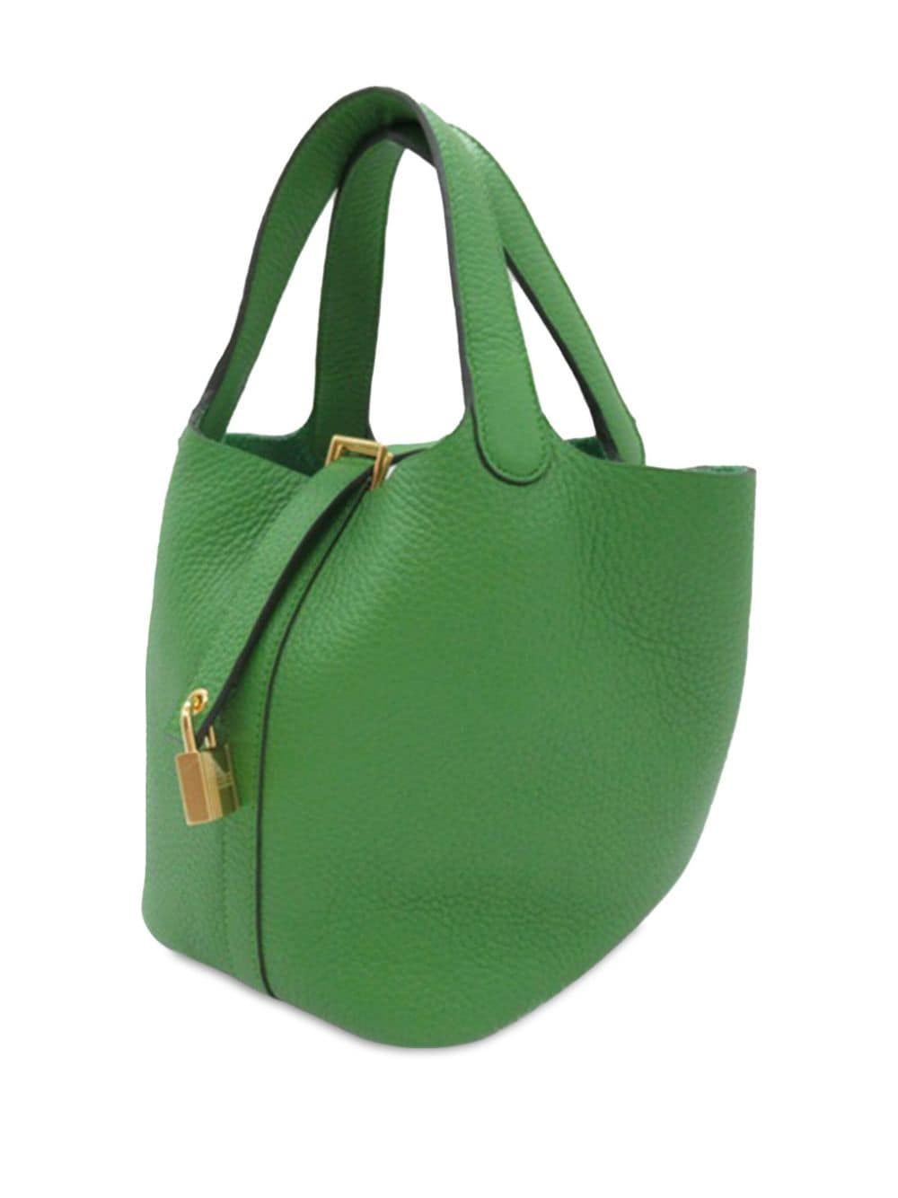 Pre-owned Hermes 2023 Clemence Picotin Lock 18 Handbag In Green