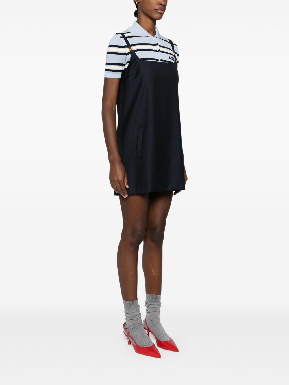 Miu Miu logo-plaque virgin wool minidress Women