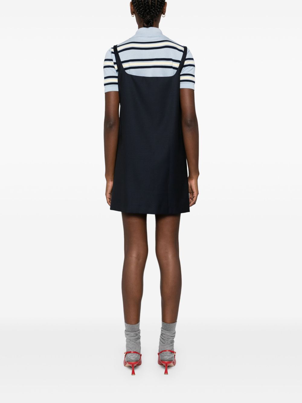 Miu Miu logo-plaque virgin wool minidress Women