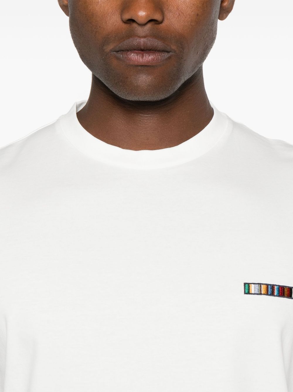 Shop Paul Smith Logo-embroidered Cotton T-shirt In White