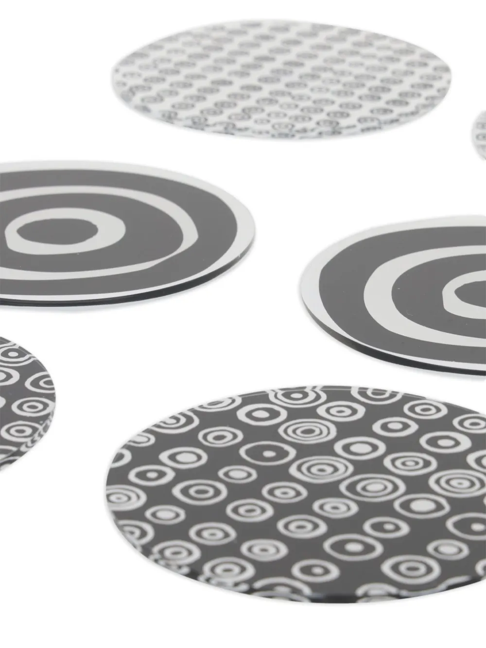 10 Corso Como Circle-print Acrylic-glass Coasters (set Of Six) In Black