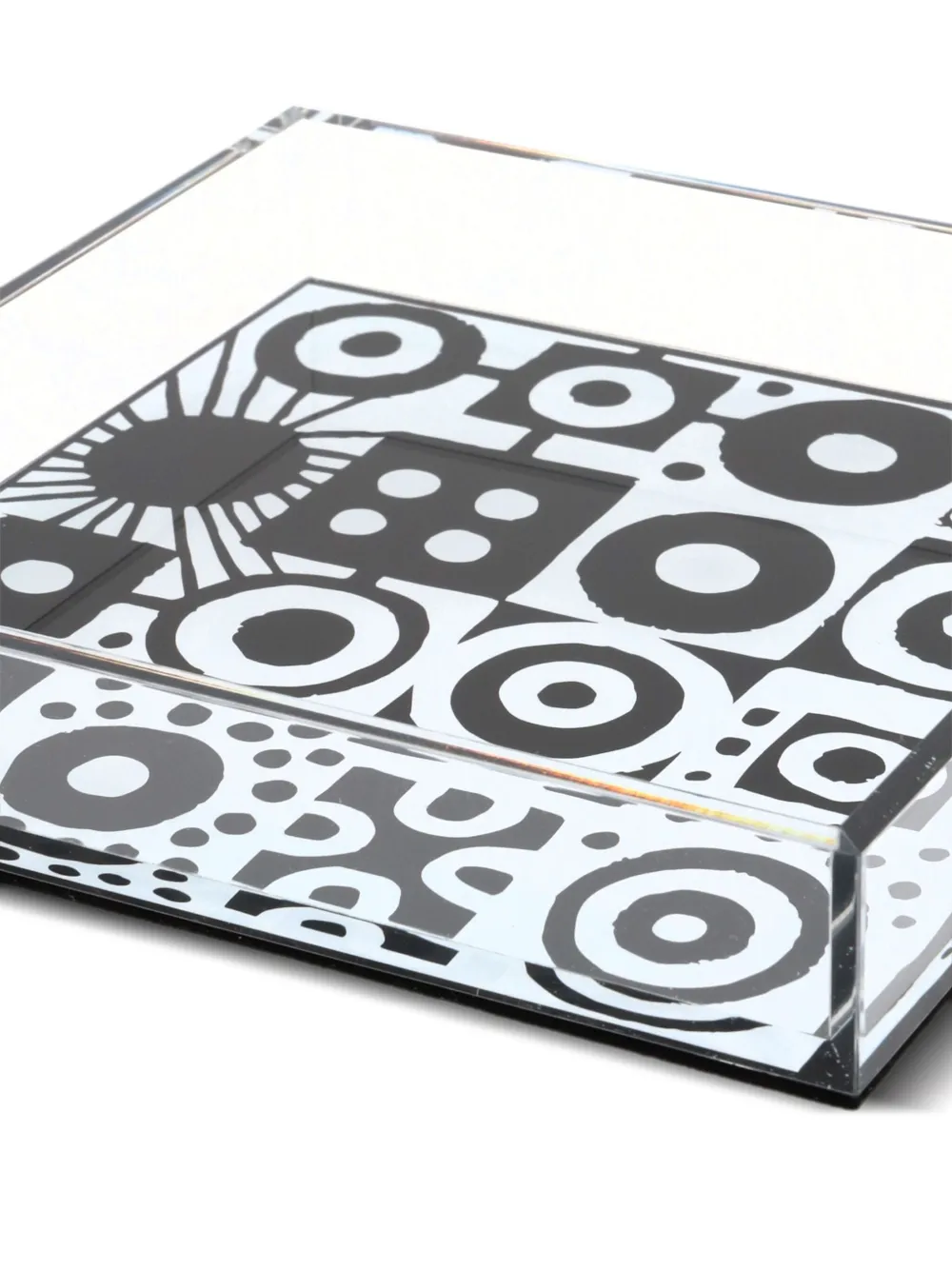 10 Corso Como Graphic-print Acrylic-glass Vide Poche (16.5cm X 16.5cm) In Black