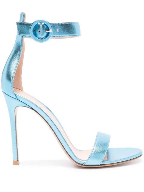 Gianvito Rossi Portofino 85mm metallic-leather sandals