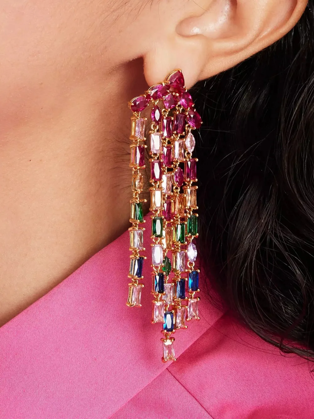 Kate Spade rainbow fringe earrings - Goud
