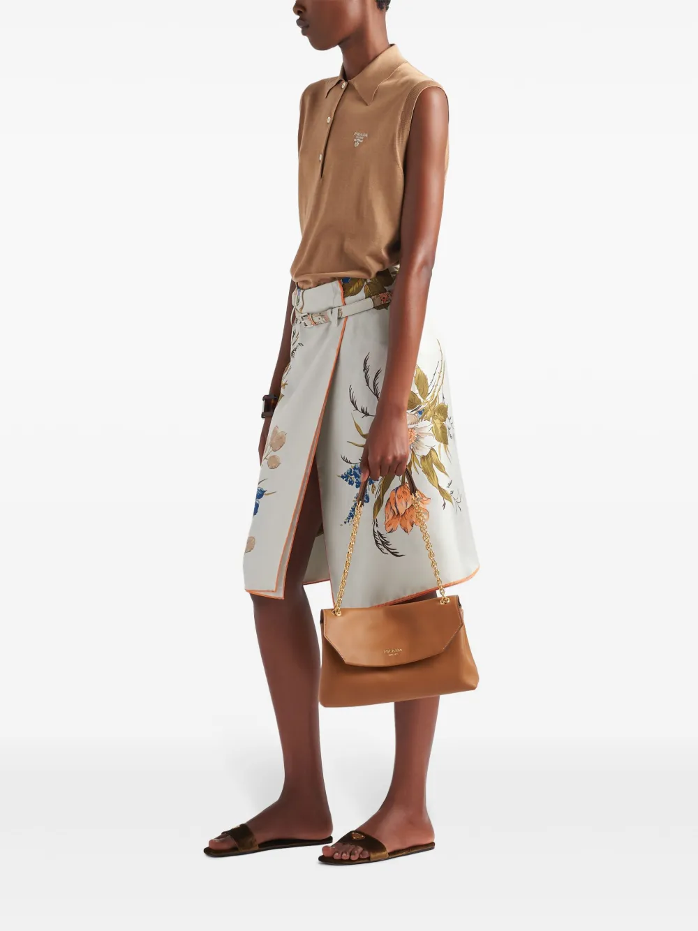 Prada Leren schoudertas - Bruin
