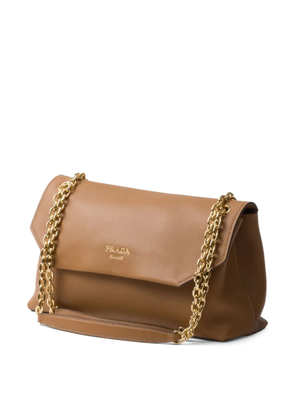 Shop Prada Medium Leather Shoulder Bag In Brown