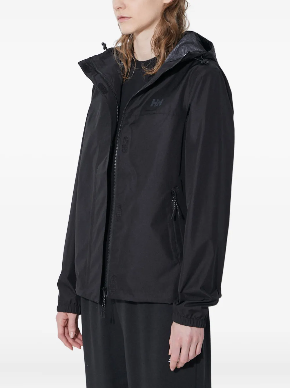 Helly Hansen Vancouver Hooded Zip-up Rain Jacket In Black