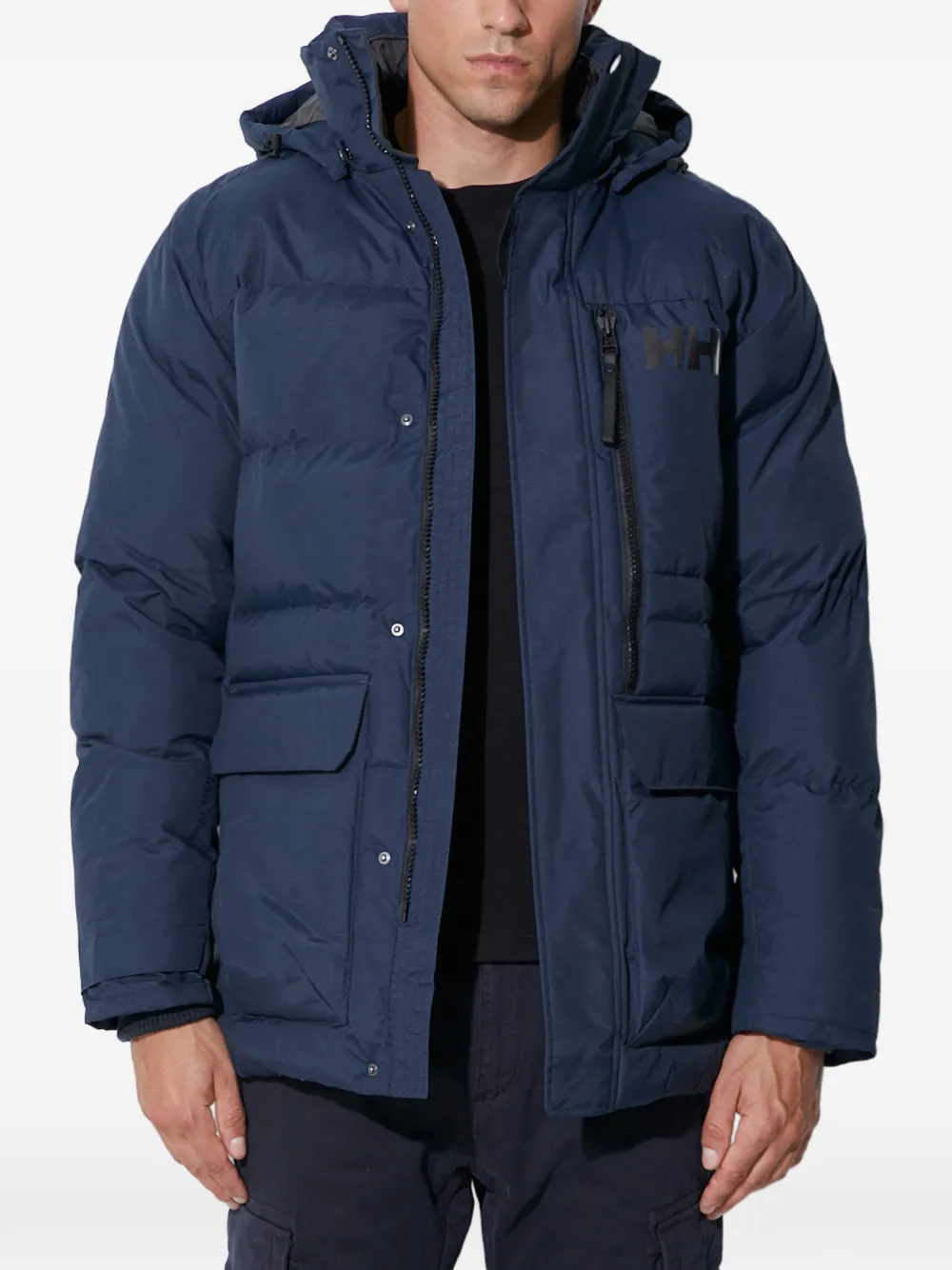 Helly Hansen plumífero con capucha y logo | azul | Image 1