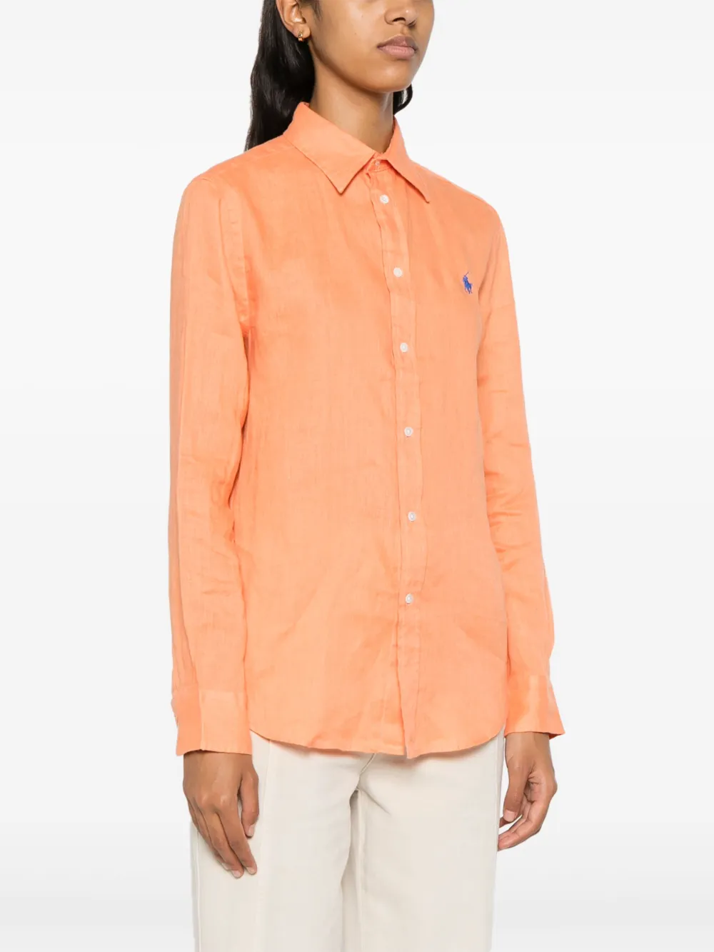 Polo Ralph Lauren Linnen blouse met borduurwerk Oranje