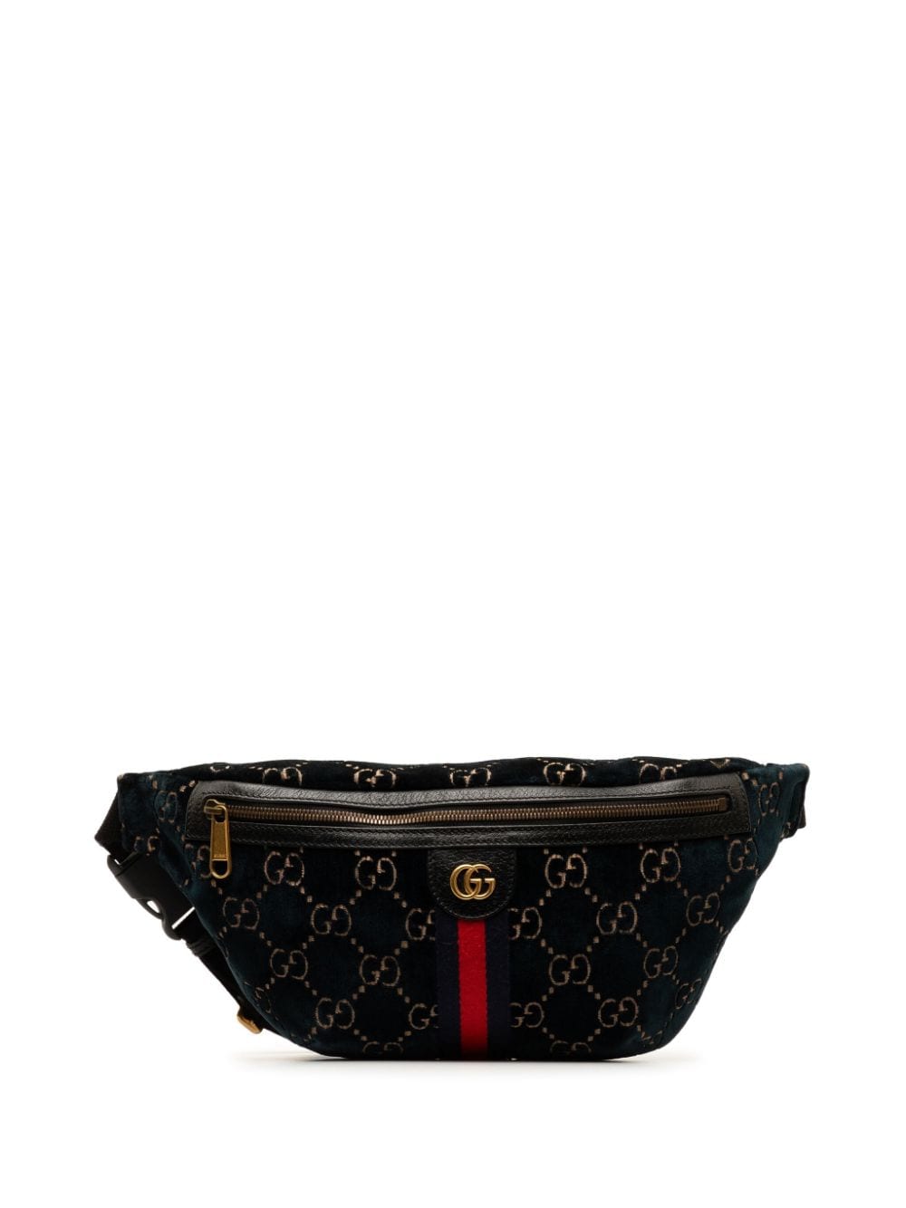 Pre-owned Gucci 2015-2023 Gg Velvet Ophidia Belt Bag In Blue
